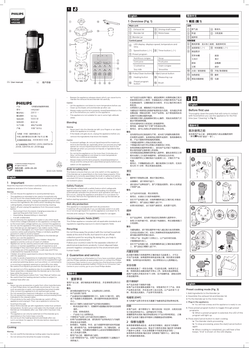 Página 1 del manual Manual de usuario Philips Viva Collection HR2087