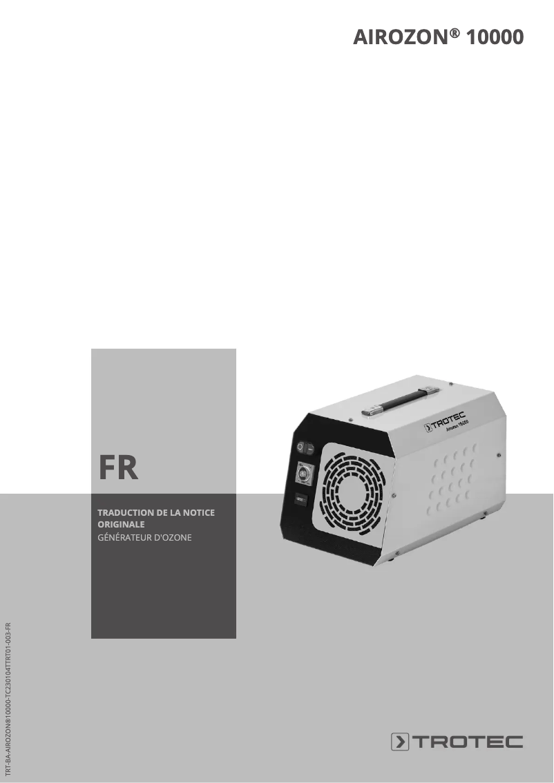 Imagen de la primera página del manual del dispositivo Airozon 10000