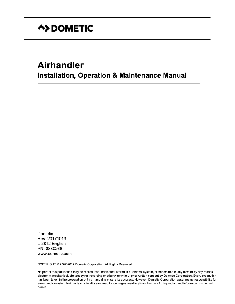 Imagen de la primera página del manual del dispositivo Airhandler