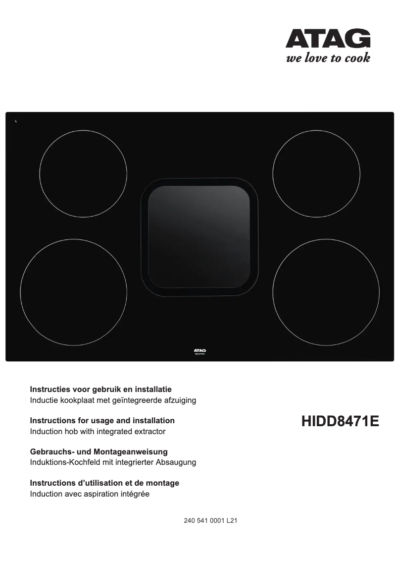 Página 1 del manual Manual de instrucciones Atag HIDD8471E