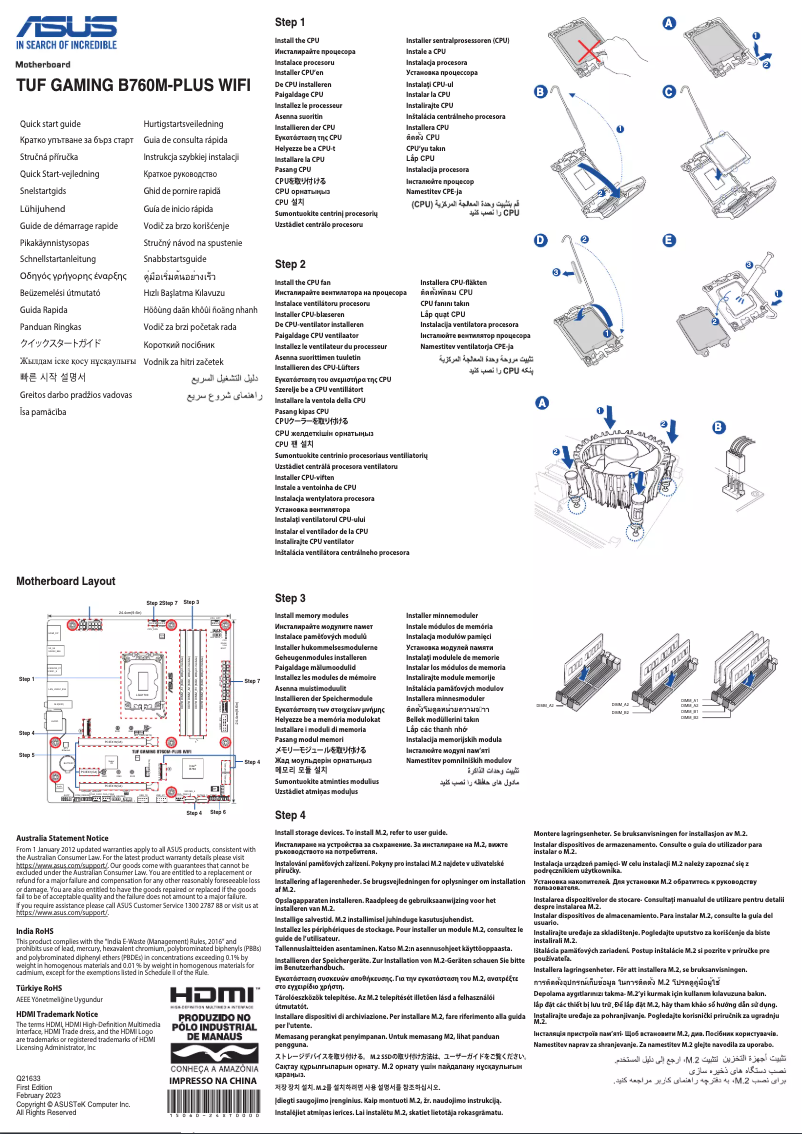 Página nº 1 - Guía de inicio rápido Asus TUF Gaming B760M-PLUS WIFI