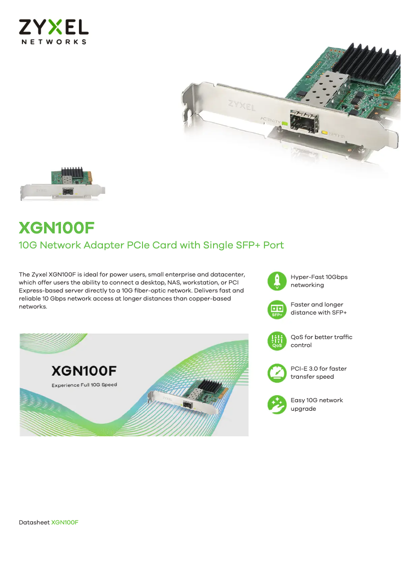 Página 1 del manual Ficha técnica ZyXEL XGN100F