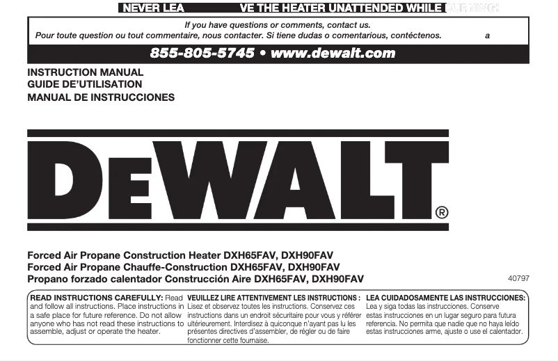 Página 1 del manual Manual de usuario DeWalt DXH90FAV