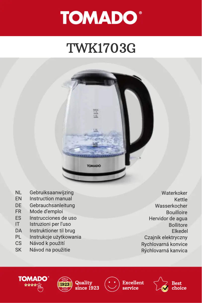 Página 1 del manual Manual de usuario Tomado TWK1703G