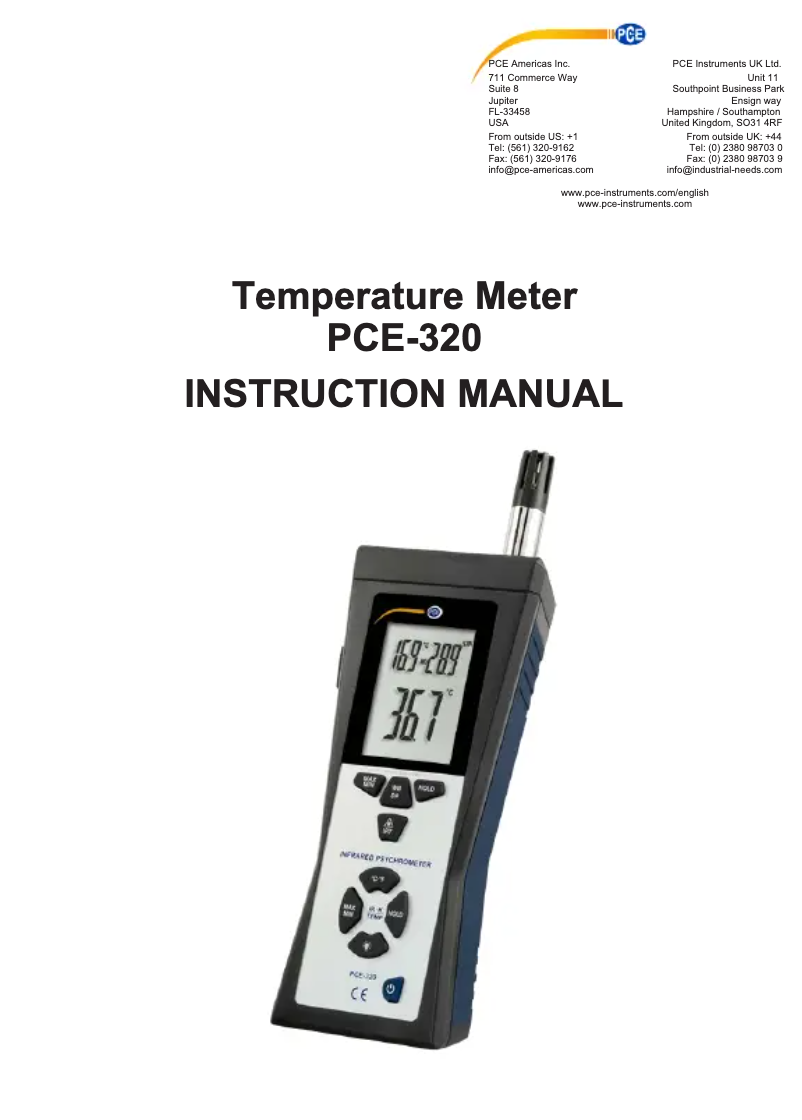 Imagen de la primera página del manual del dispositivo PCE-320