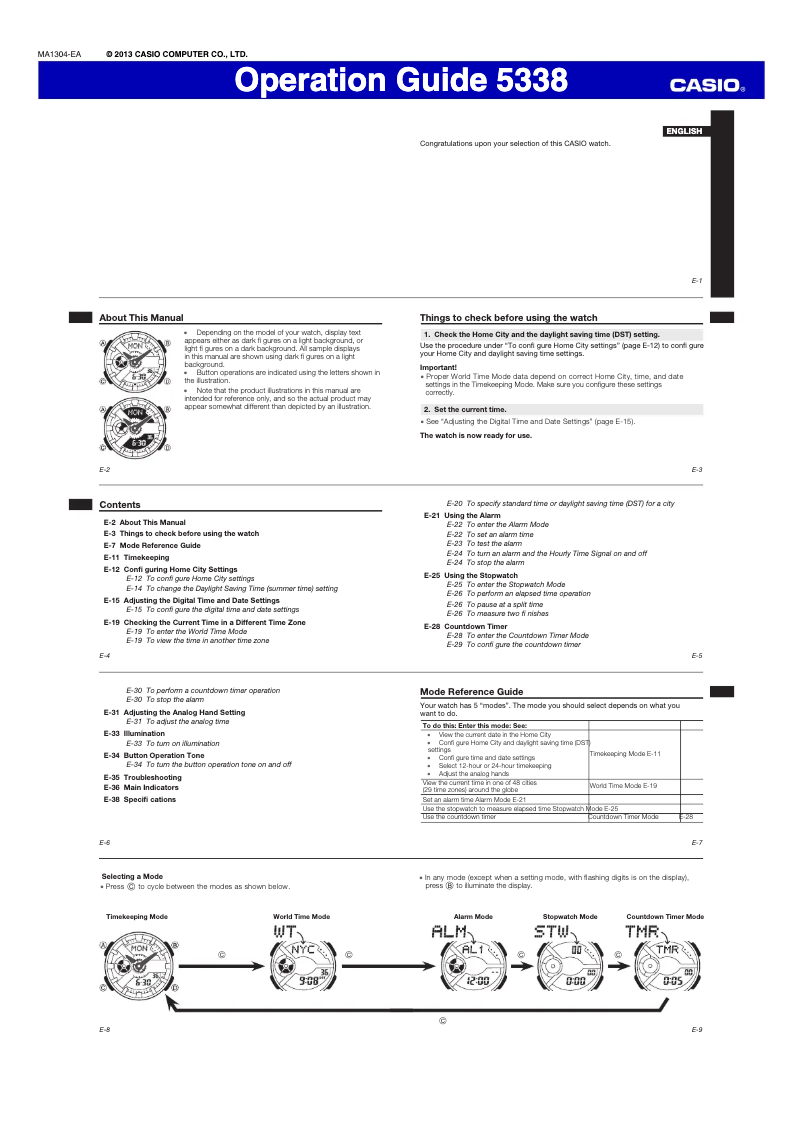 Página 1 del manual Manual de usuario Casio Baby-G BA-110SC-4AER