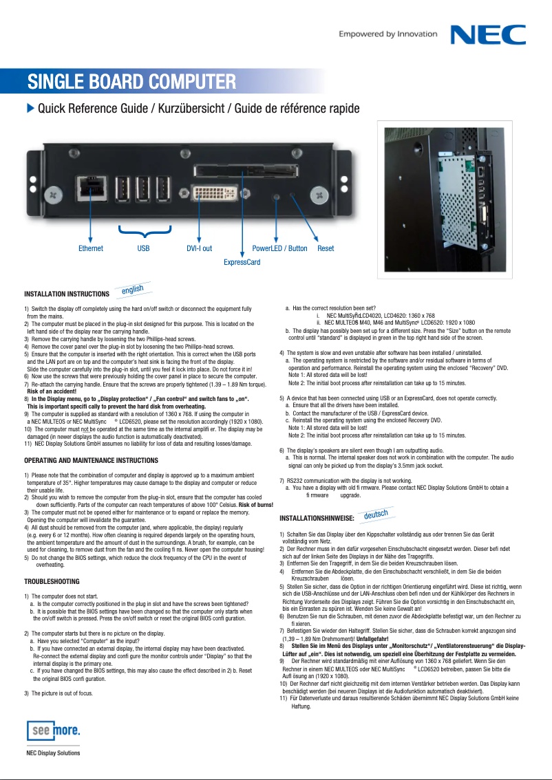 Página nº 1 - Manual de usuario NEC 100012720