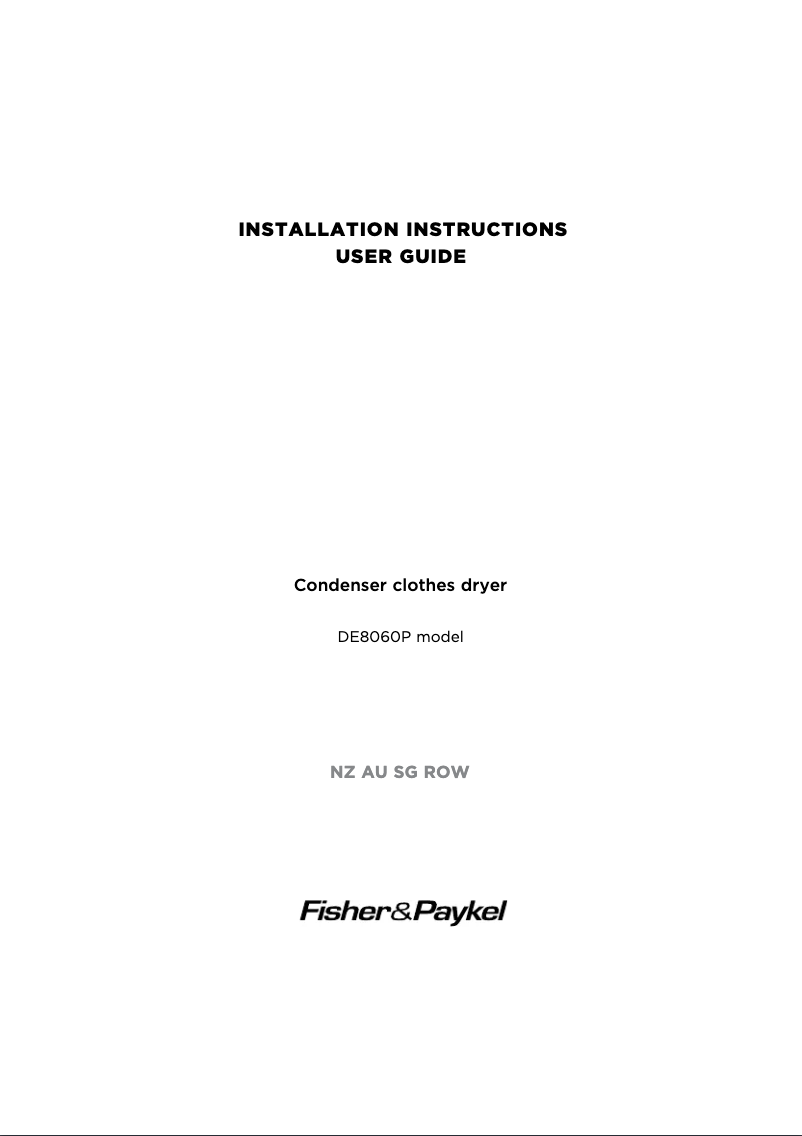 Página 1 del manual Manual de usuario Fisher & Paykel DE8060P1 AeroXL