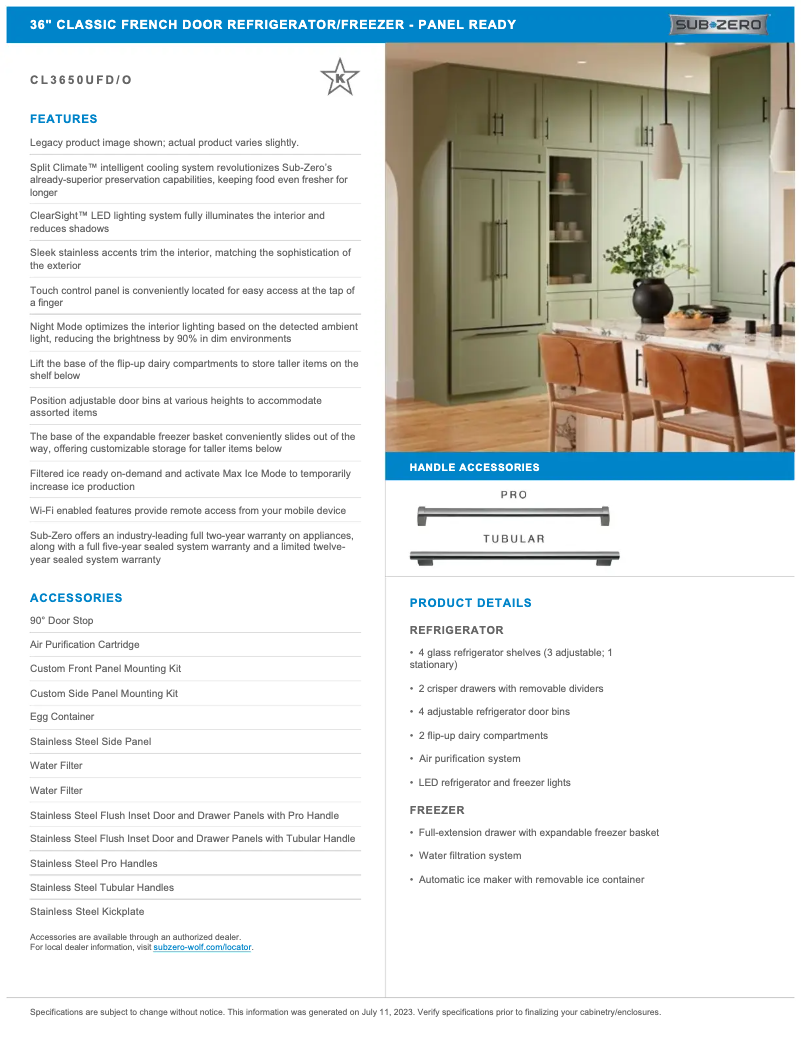 Página 1 del manual Manual de usuario Sub-Zero CL3650UFD/O