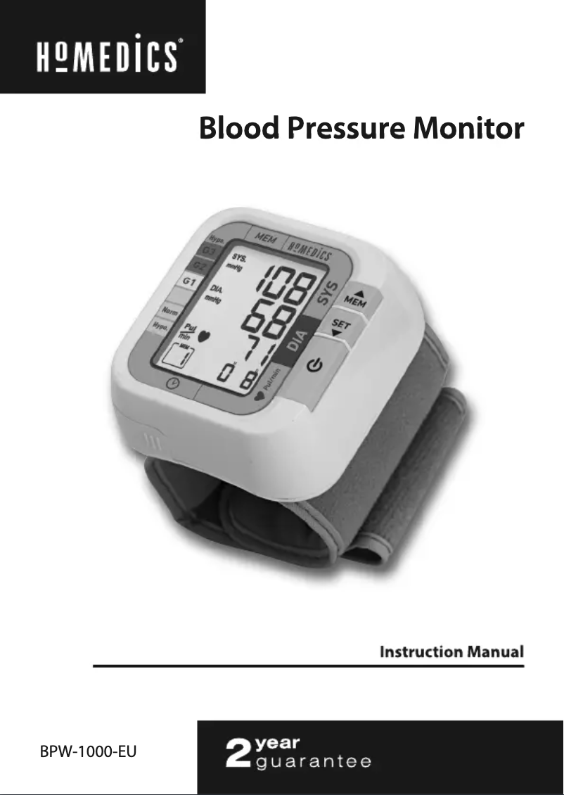 Página 1 del manual Manual de usuario Homedics BPW-1000-EU