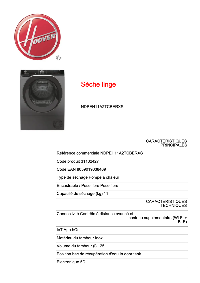 Imagen de la primera página del manual del dispositivo NDPEH11A2TCBERXS