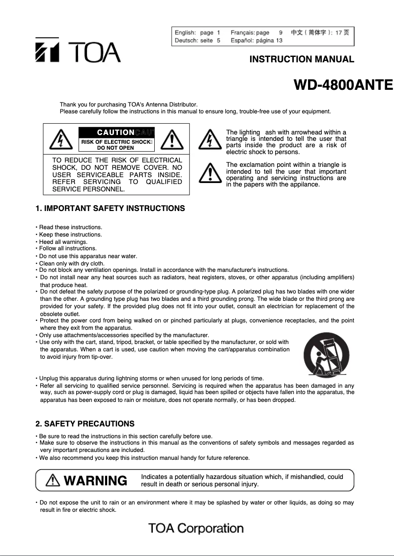 Imagen de la primera página del manual del dispositivo WD-4800
