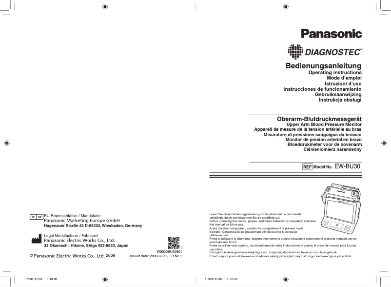 Imagen de la primera página del manual del dispositivo Diagnostec EW-BU30