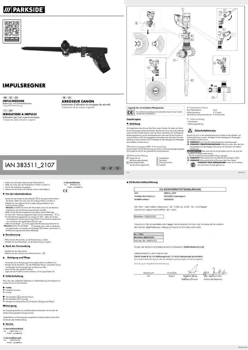 Página 1 del manual Manual de usuario Parkside HG03453D