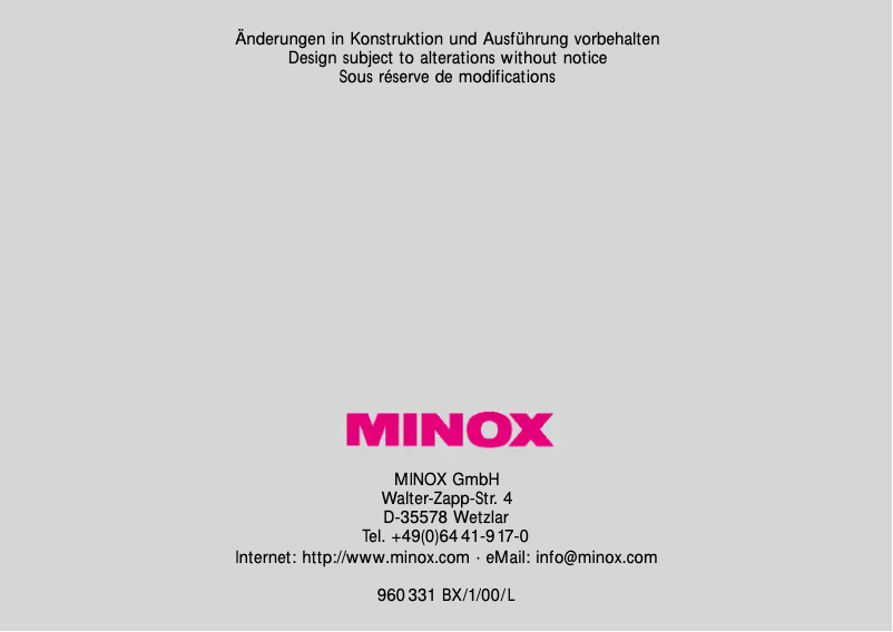 Página 1 del manual Manual de usuario Minox MX