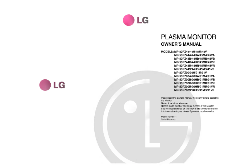Página nº 1 - Manual de usuario LG MP-50PZ45M