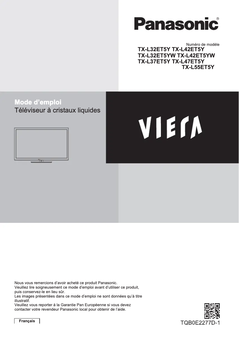 Página 1 del manual Manual de usuario Panasonic Viera TX-L42ET5YW