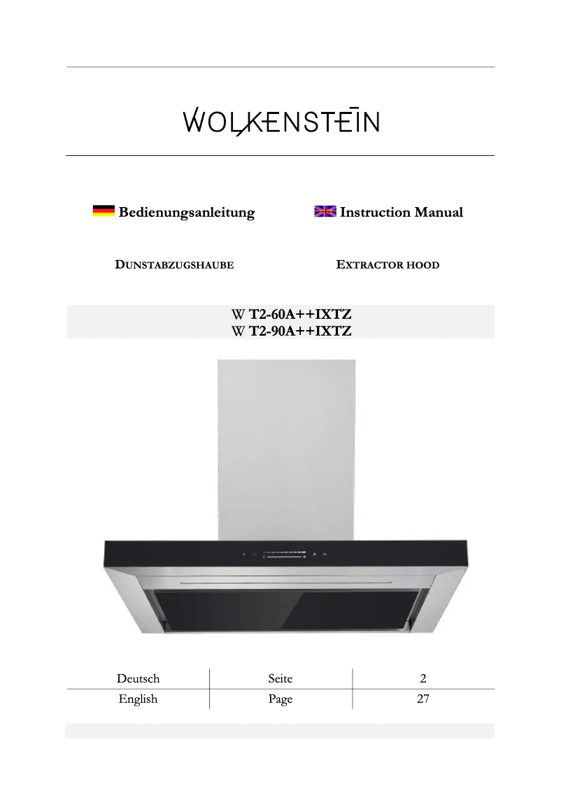 Página 1 del manual Manual de usuario Wolkenstein W T2-90A++IXTZ