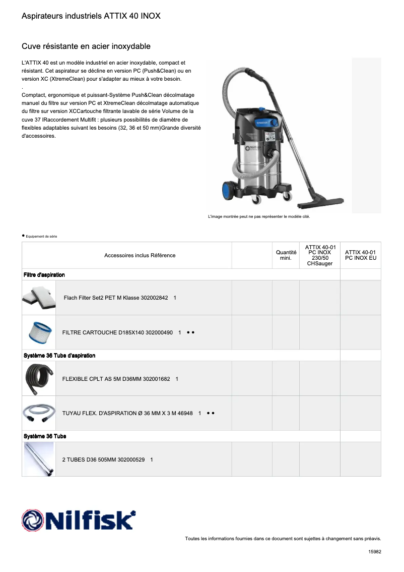 Imagen de la primera página del manual del dispositivo Attix 40-01 PC EC
