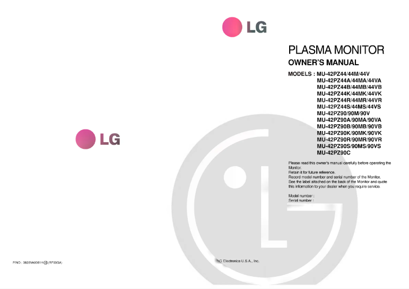 Página nº 1 - Manual de usuario LG MU-42PZ90V