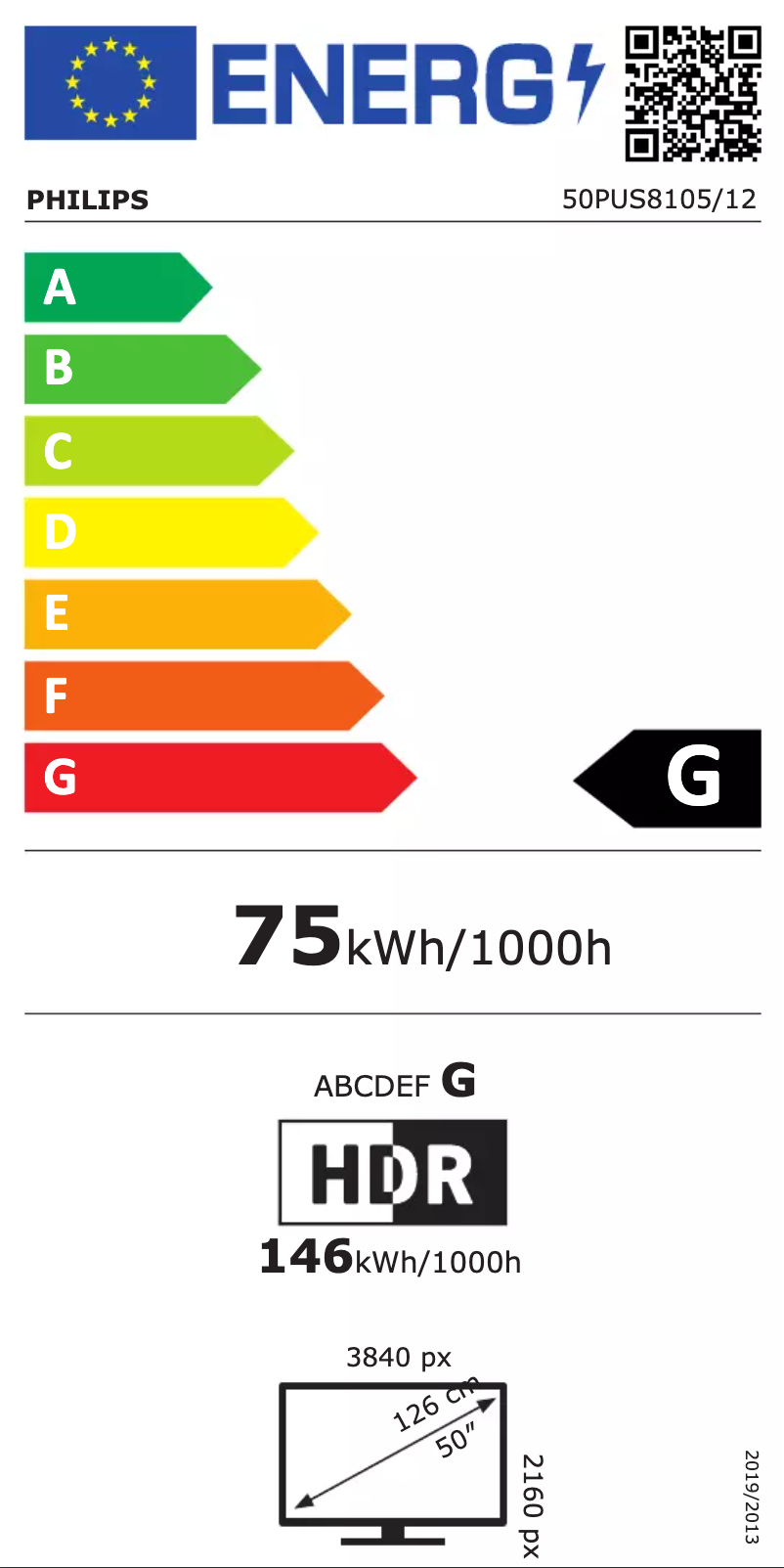 Página 1 del manual Etiqueta energética Philips 50PUS8105
