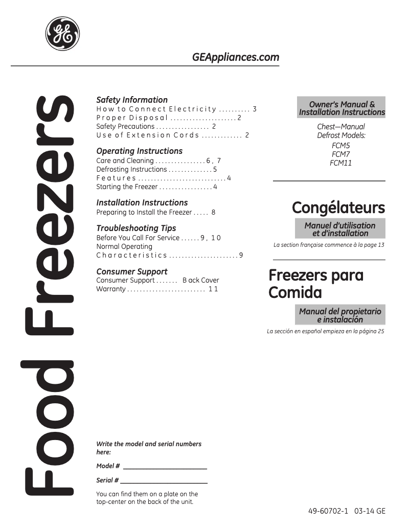 Imagen de la primera página del manual del dispositivo FCM7SUWW