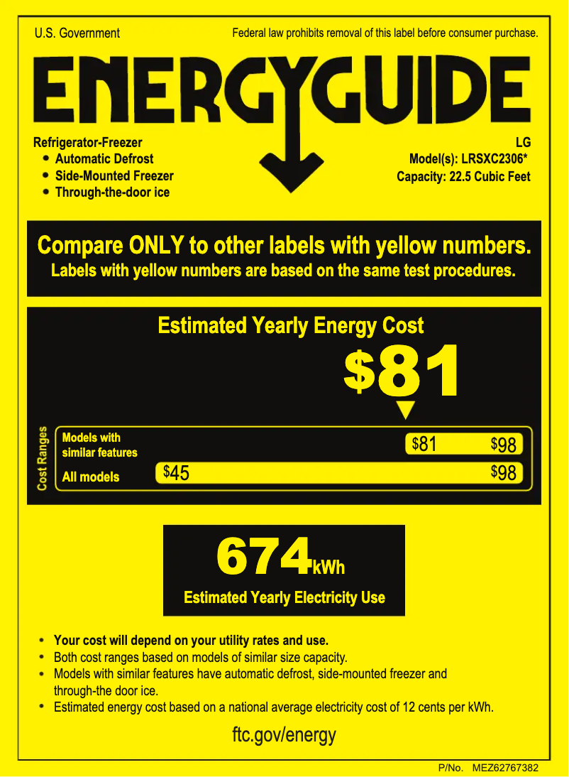 Página nº 1 - Etiqueta energética LG LRSXC2306V