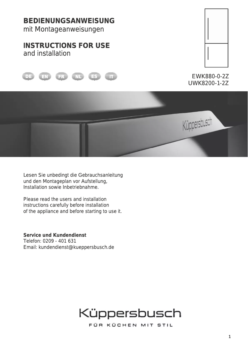 Imagen de la primera página del manual del dispositivo UWK8200-1-2Z