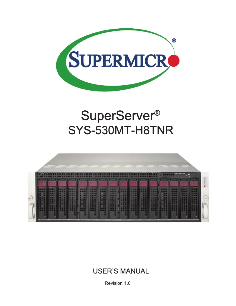 Imagen de la primera página del manual del dispositivo SuperServer SYS-530MT-H8TNR