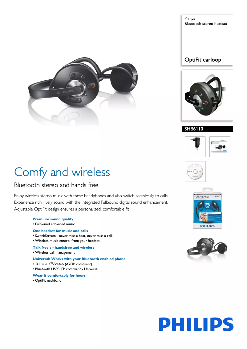 Página 1 del manual Ficha técnica Philips SHB6110
