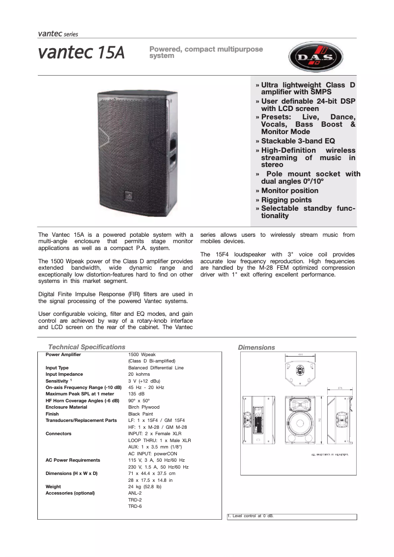 Imagen de la primera página del manual del dispositivo Vantec-15A
