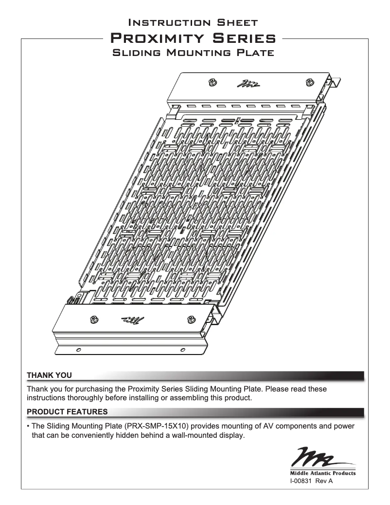 Página 1 del manual Manual de usuario Middle Atlantic PRX-SMP-15X10