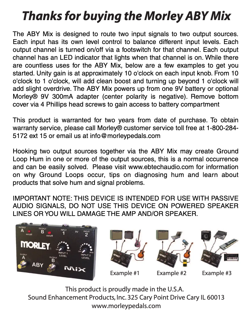 Página 1 del manual Manual de usuario Morley ABY Mix