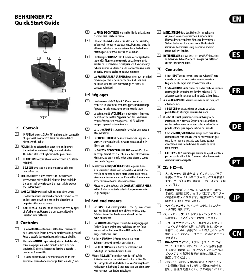 Página 1 del manual Manual de usuario Behringer P2