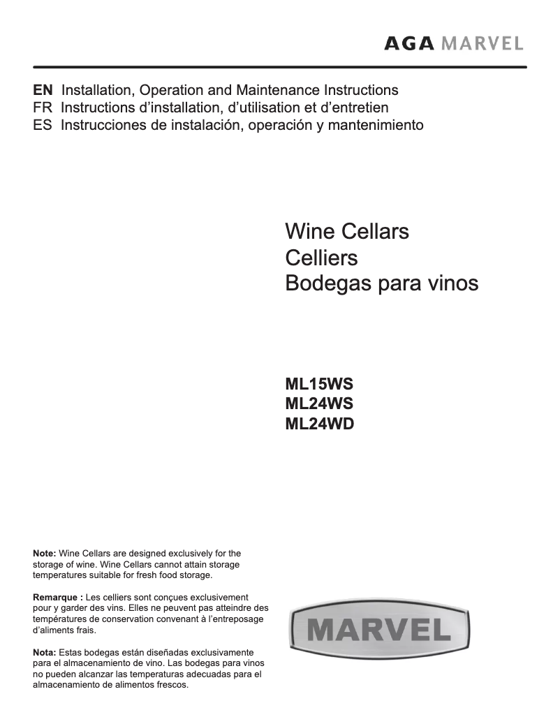 Página 1 del manual Manual de usuario Marvel ML24WSG1RS