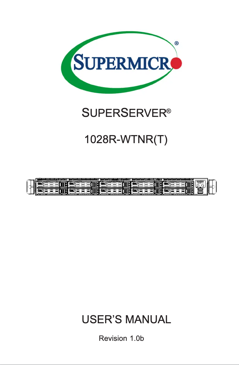 Página 1 del manual Manual de usuario Supermicro SuperServer 1028R-WTNRT