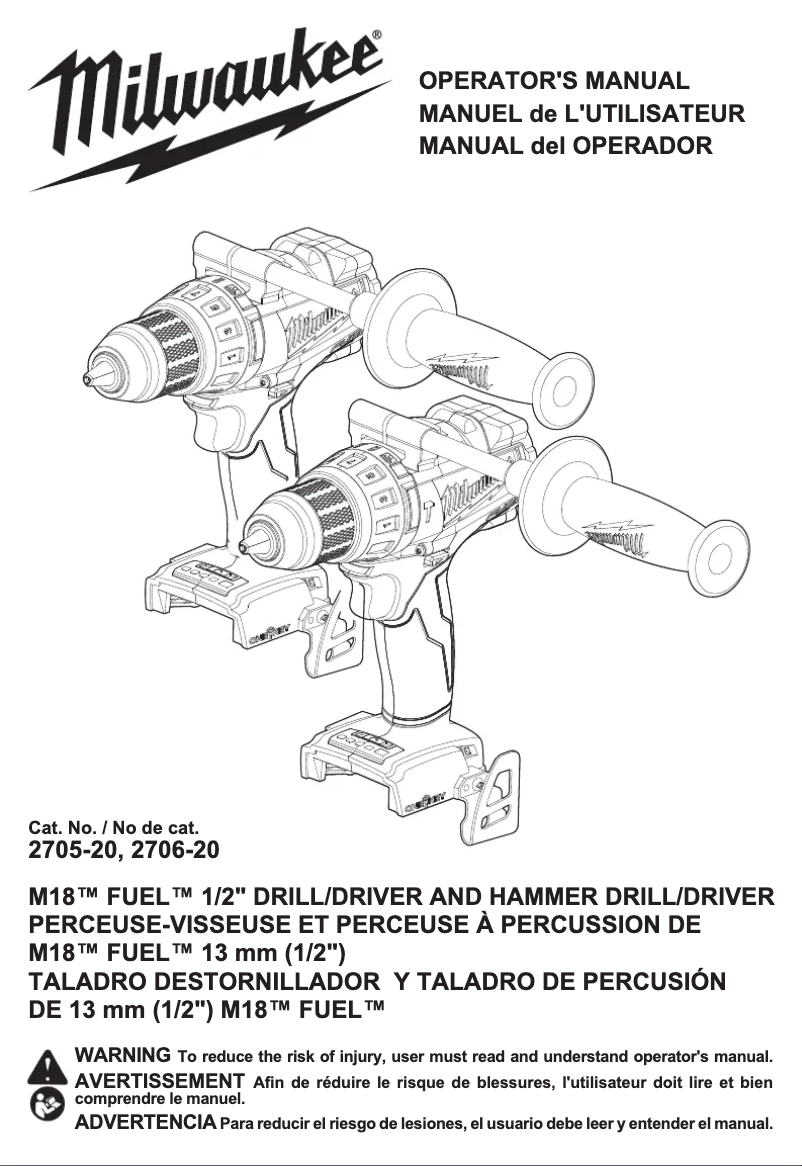 Página 1 del manual Manual de usuario Milwaukee M18 Fuel ONE-KEY 2705-22