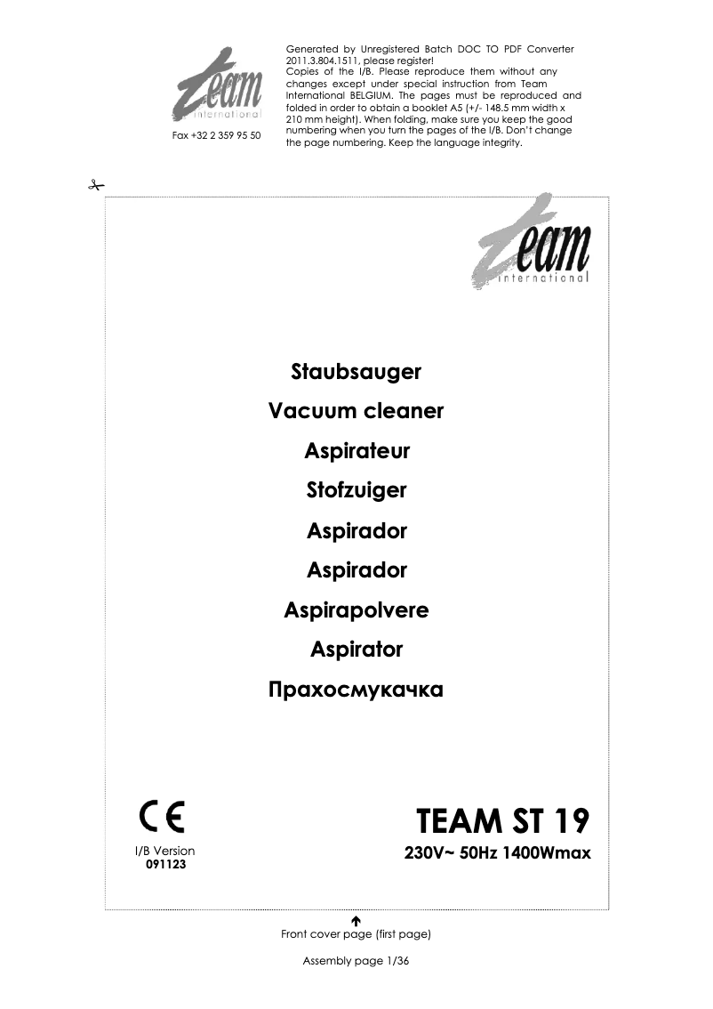 Imagen de la primera página del manual del dispositivo ST 19