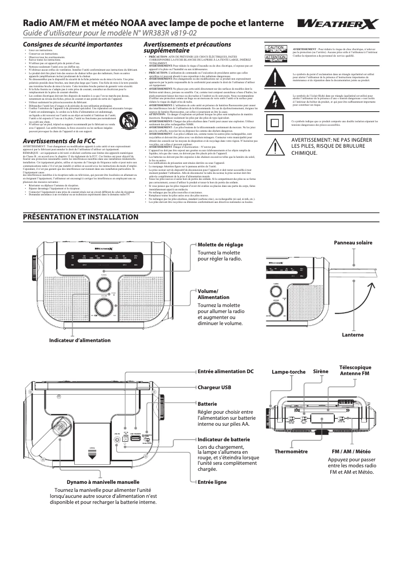 Página nº 1 - Manual de usuario Weather X WR383R