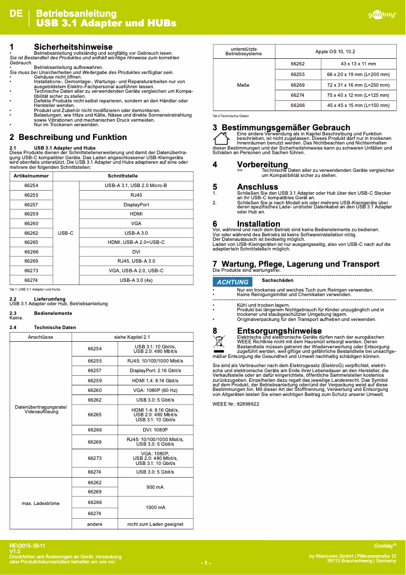 Imagen de la primera página del manual del dispositivo 56742