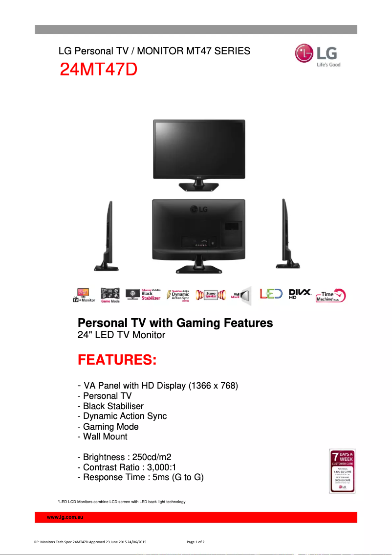 Imagen de la primera página del manual del dispositivo 24MT47D