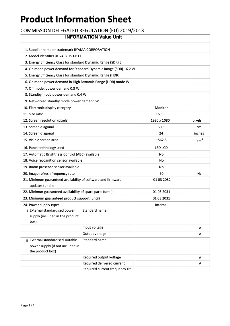 Imagen de la primera página del manual del dispositivo ProLite XU2492HSU