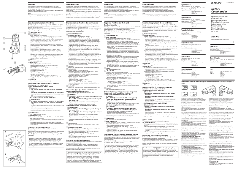 Imagen de la primera página del manual del dispositivo RM-X4S