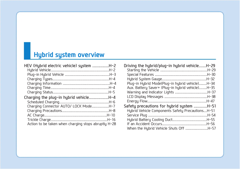 Imagen de la primera página del manual del dispositivo IONIQ Hybrid (2016)