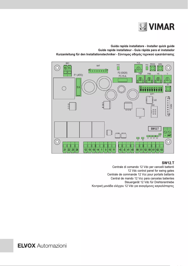 Página 1 del manual Instrucciones / montaje Vimar ELVOX SW12.T