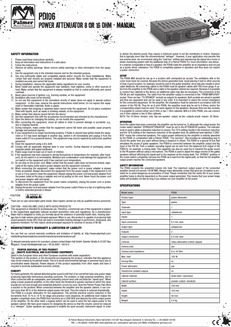 Imagen de la primera página del manual del dispositivo PDI06