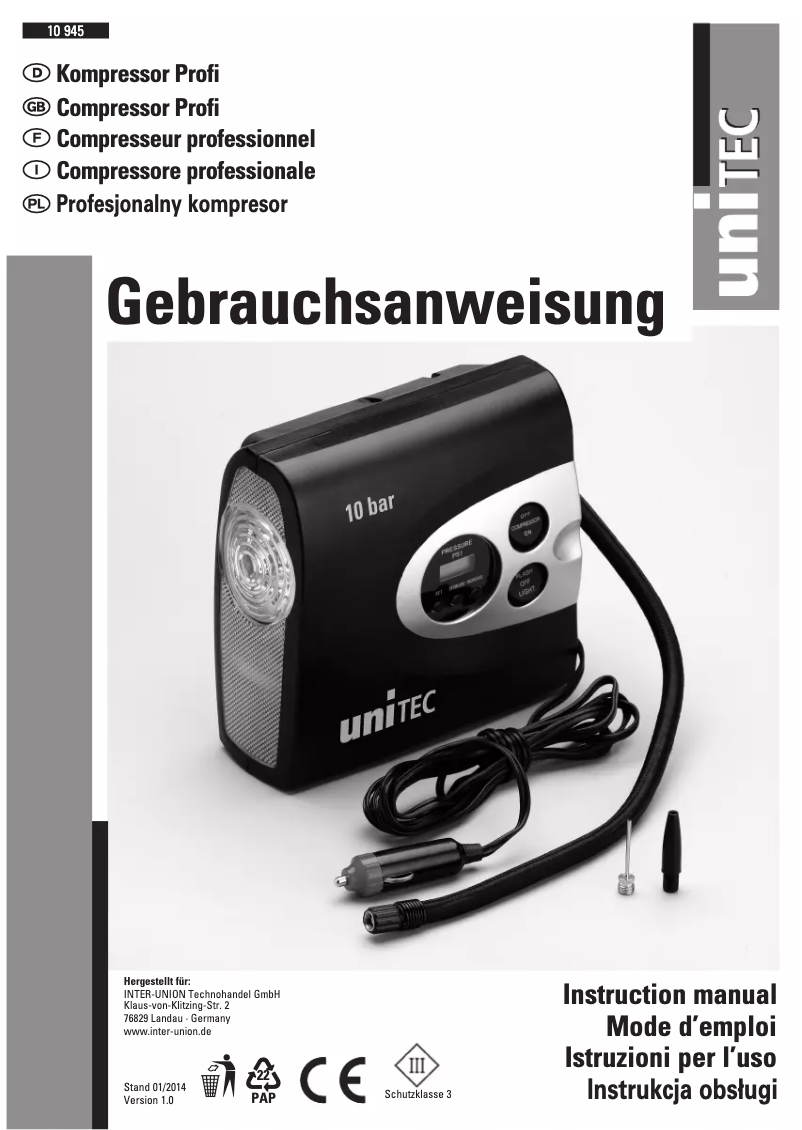 Imagen de la primera página del manual del dispositivo 10945