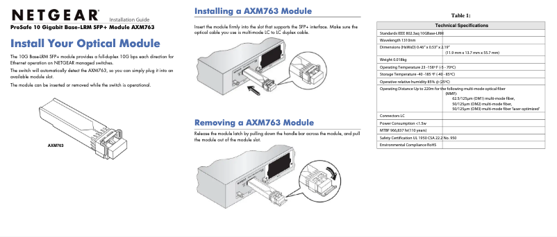 Imagen de la primera página del manual del dispositivo ProSafe AXM763