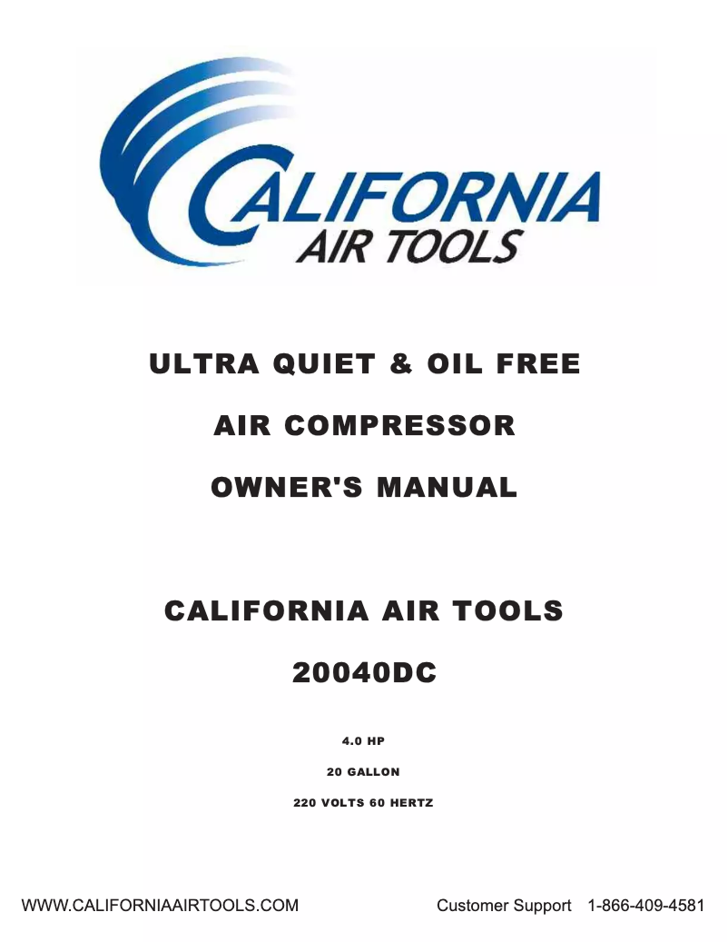 Página 1 del manual Manual de usuario California Air Tools 20040DC