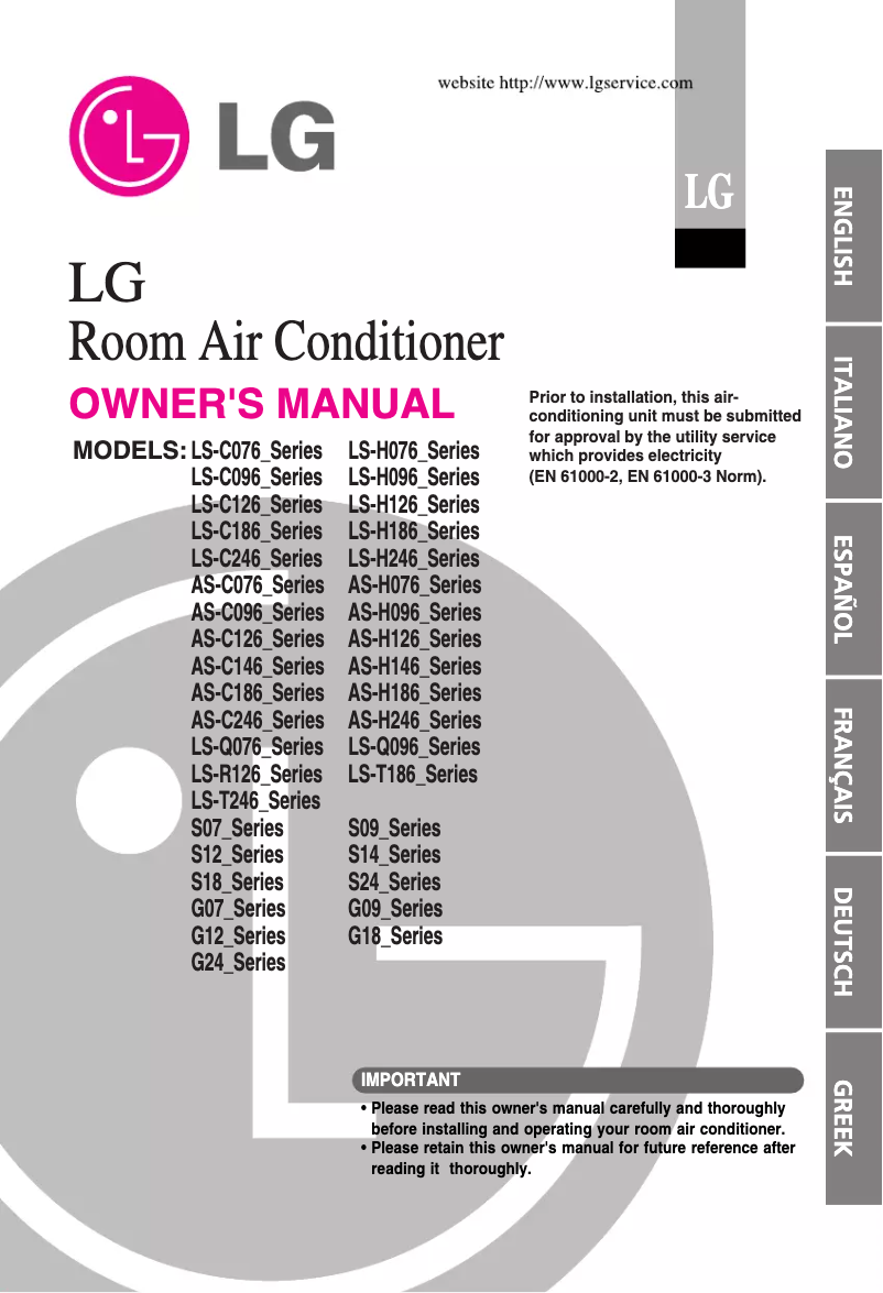 Página 1 del manual Manual de usuario LG ASNH186TLM0